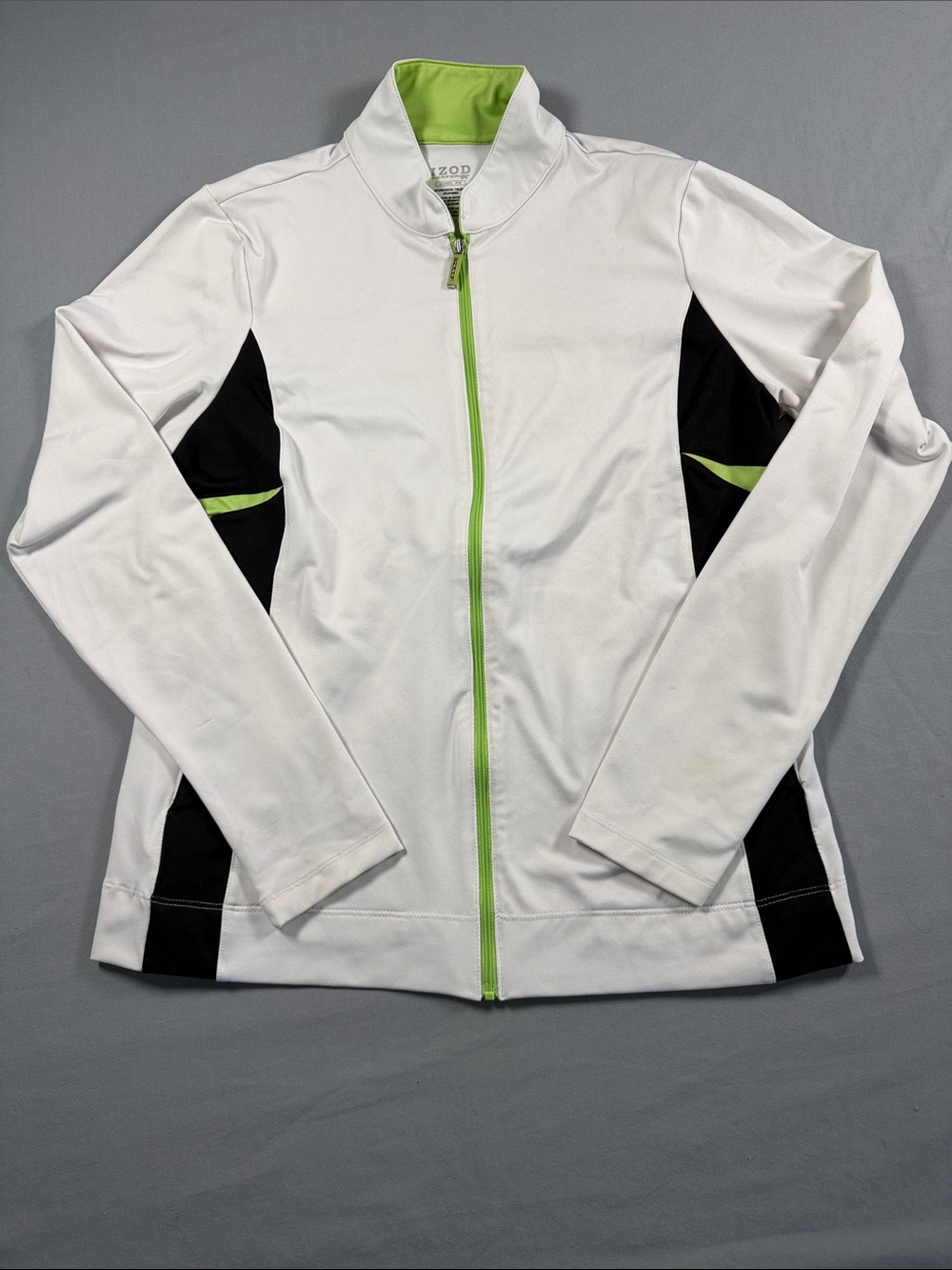 Izod golf White Utility Full-Zip Jacket with Lime Accents